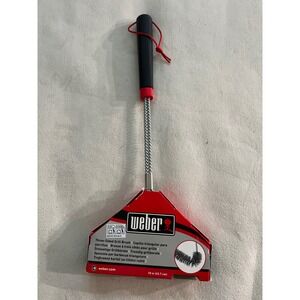 Weber 6278 Three-Sided Grill Brush 18 Inch Heavy Duty Cleaning Tool Black Red